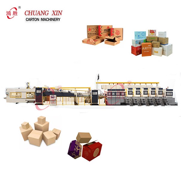 High Speed Packing Folding Joint Corrugated Carton Gluing Folder Pasting Linkage Line Printer Machines 